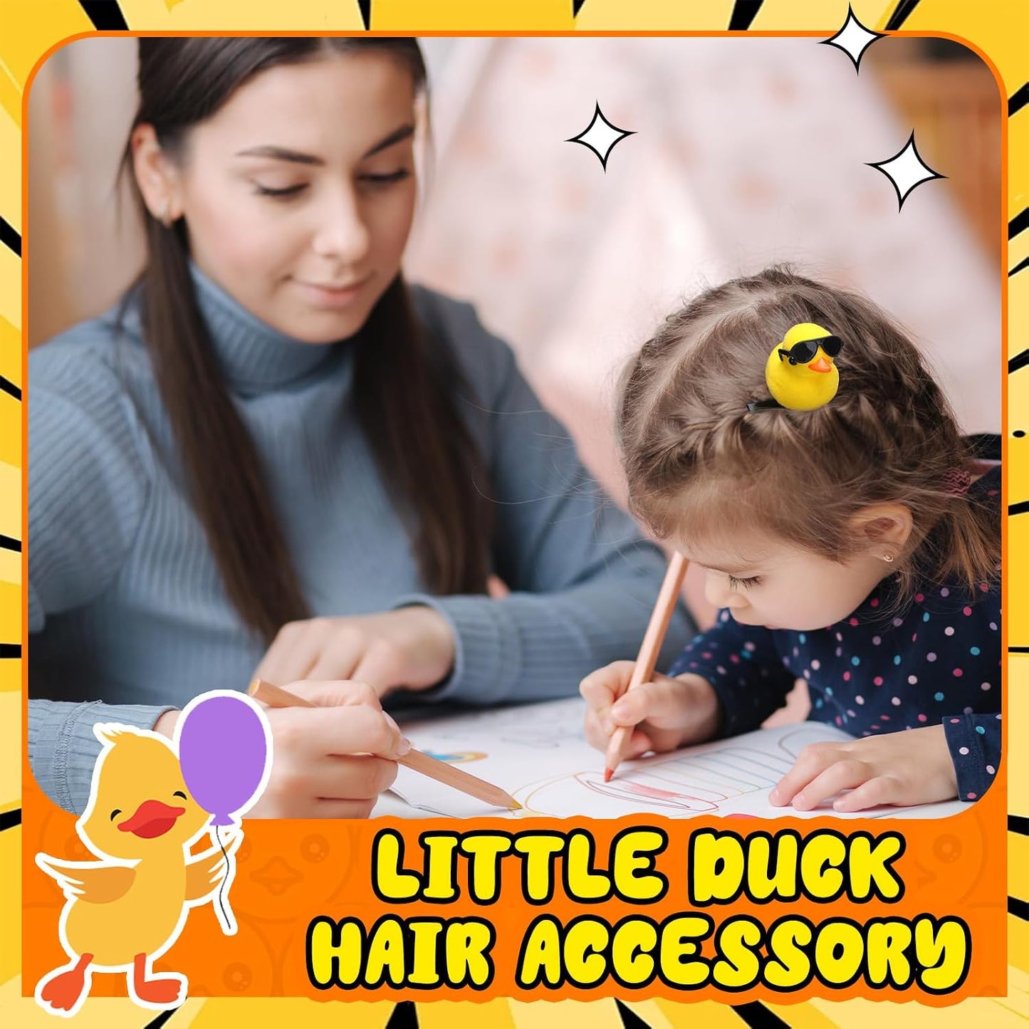 12 Pcs Duck Hair Clips Cute Festival Rave Sprouts Yellow Duck Hairpin Kawaii Cartoon Hair Accessories for Kids Adults Back to School Christmas Summer Party Props(Cool Style)