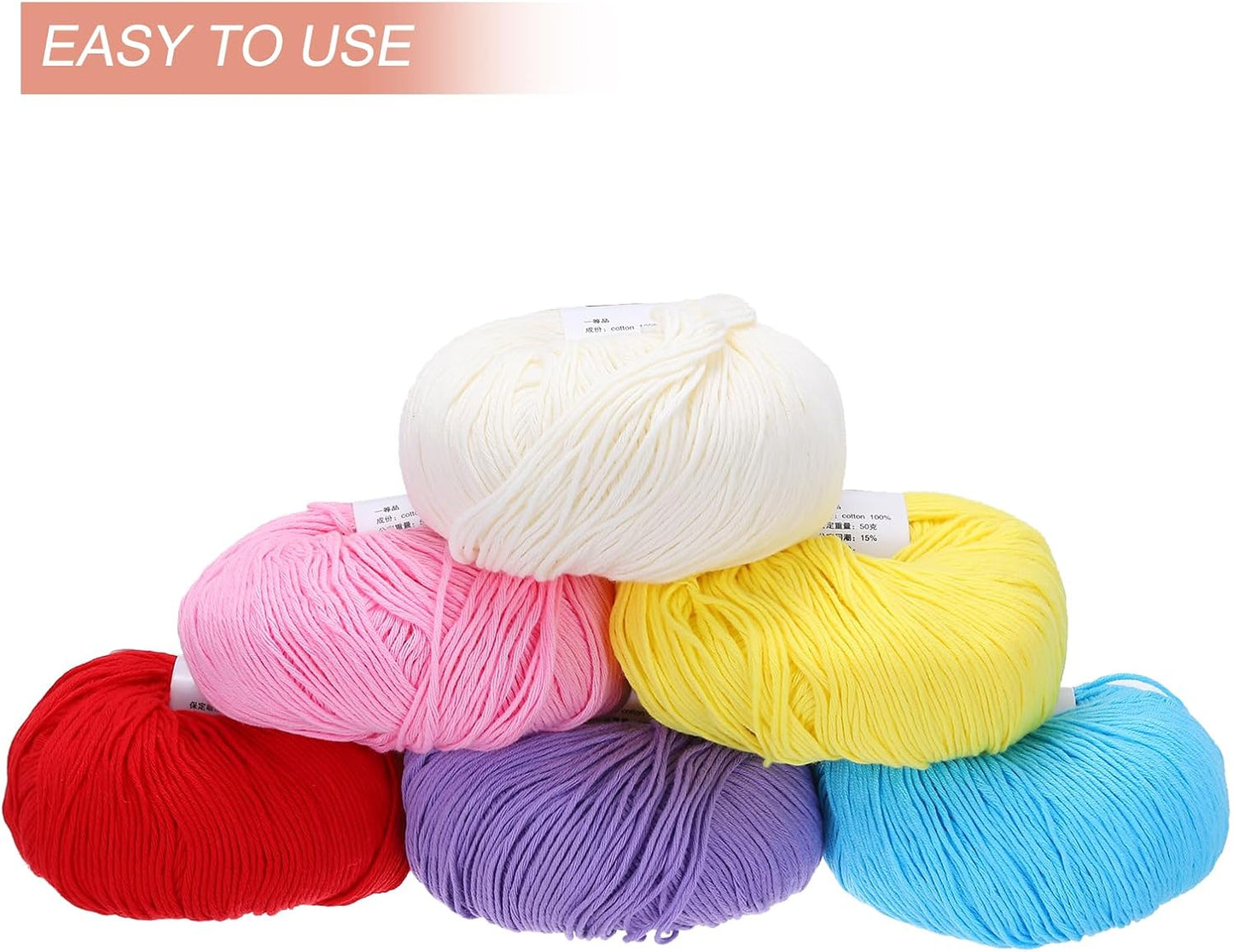 Cotton Yarn,100% Cotton Soft Knitting Yarn [for Hand DIY Bag Cushion Crocheting Knitting Projects Home Decor], -4 Skeins/4×218yards/4×4.54oz/Light Yellow