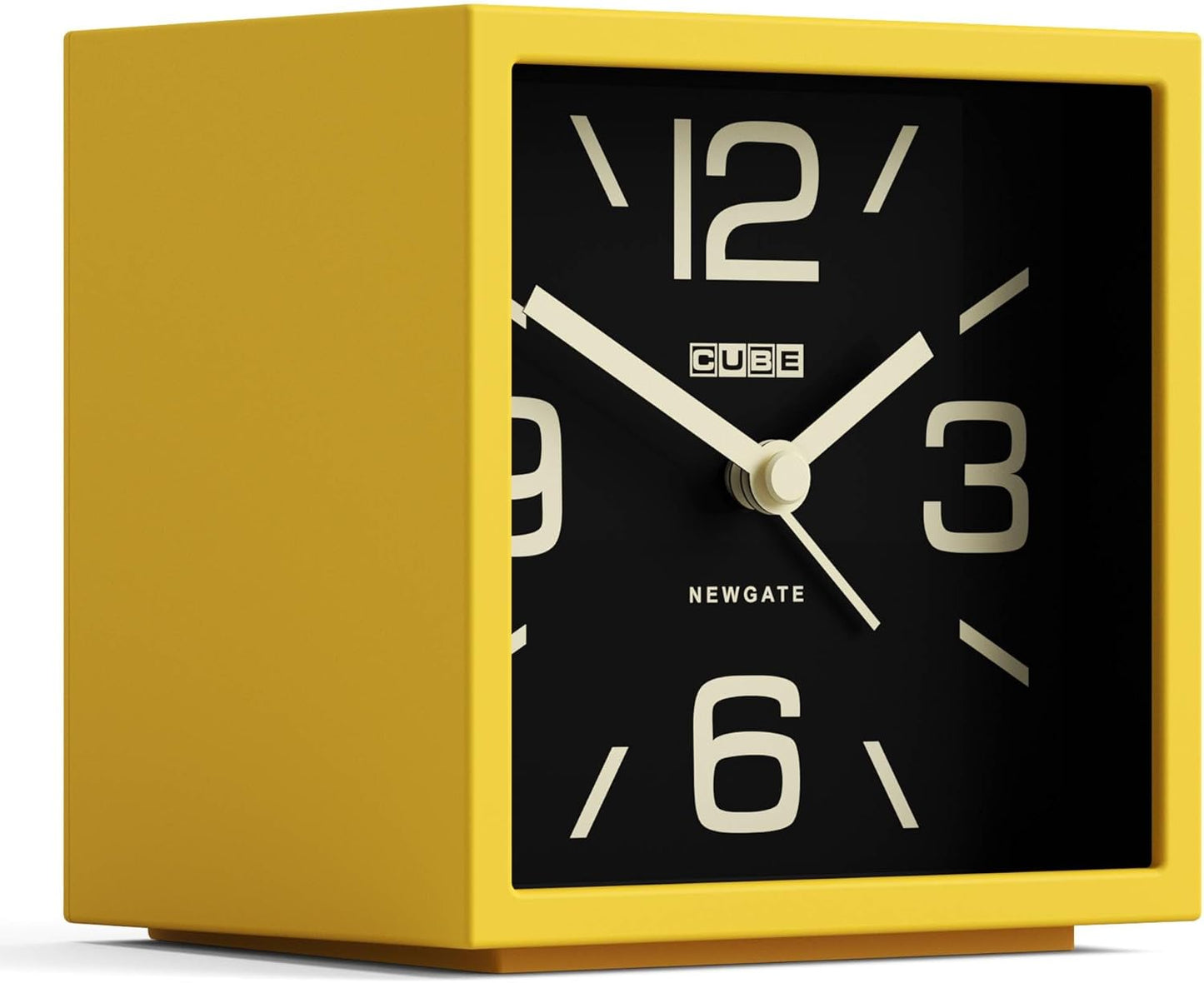 ® Cube Alarm Clock | Design-led Cube Shaped Retro Alarm | Citrus Yellow | Ideal for Bedside, Desk, Shelf & Mantel | Mid-Century Retro Bedroom & Office Accessory