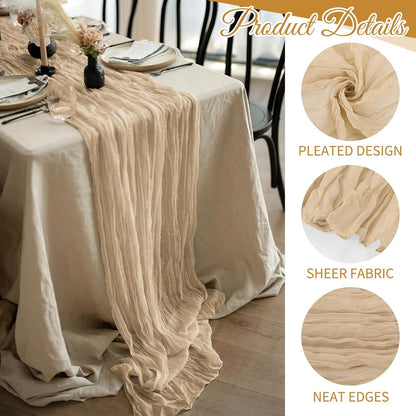 10 Pack Light Yellow Cheesecloth Table Runner 17x108 Inch Semi Sheer Boho Gauze Cheese Cloth Table Runners, for Wedding Bridal Shower Birthday Party Home Decor Garden Farmhouse