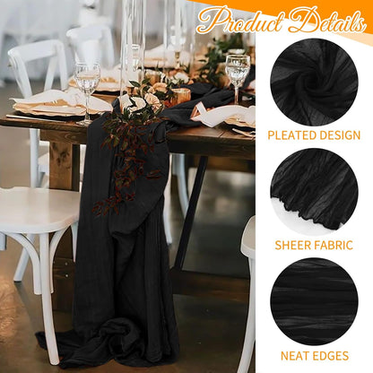 10 Pack Light Yellow Cheesecloth Table Runner 17x108 Inch Semi Sheer Boho Gauze Cheese Cloth Table Runners, for Wedding Bridal Shower Birthday Party Home Decor Garden Farmhouse