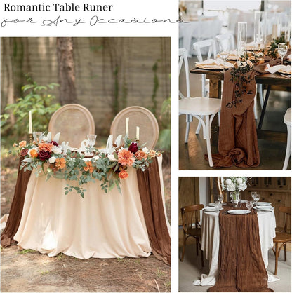 10 Pack Light Yellow Cheesecloth Table Runner 17x108 Inch Semi Sheer Boho Gauze Cheese Cloth Table Runners, for Wedding Bridal Shower Birthday Party Home Decor Garden Farmhouse