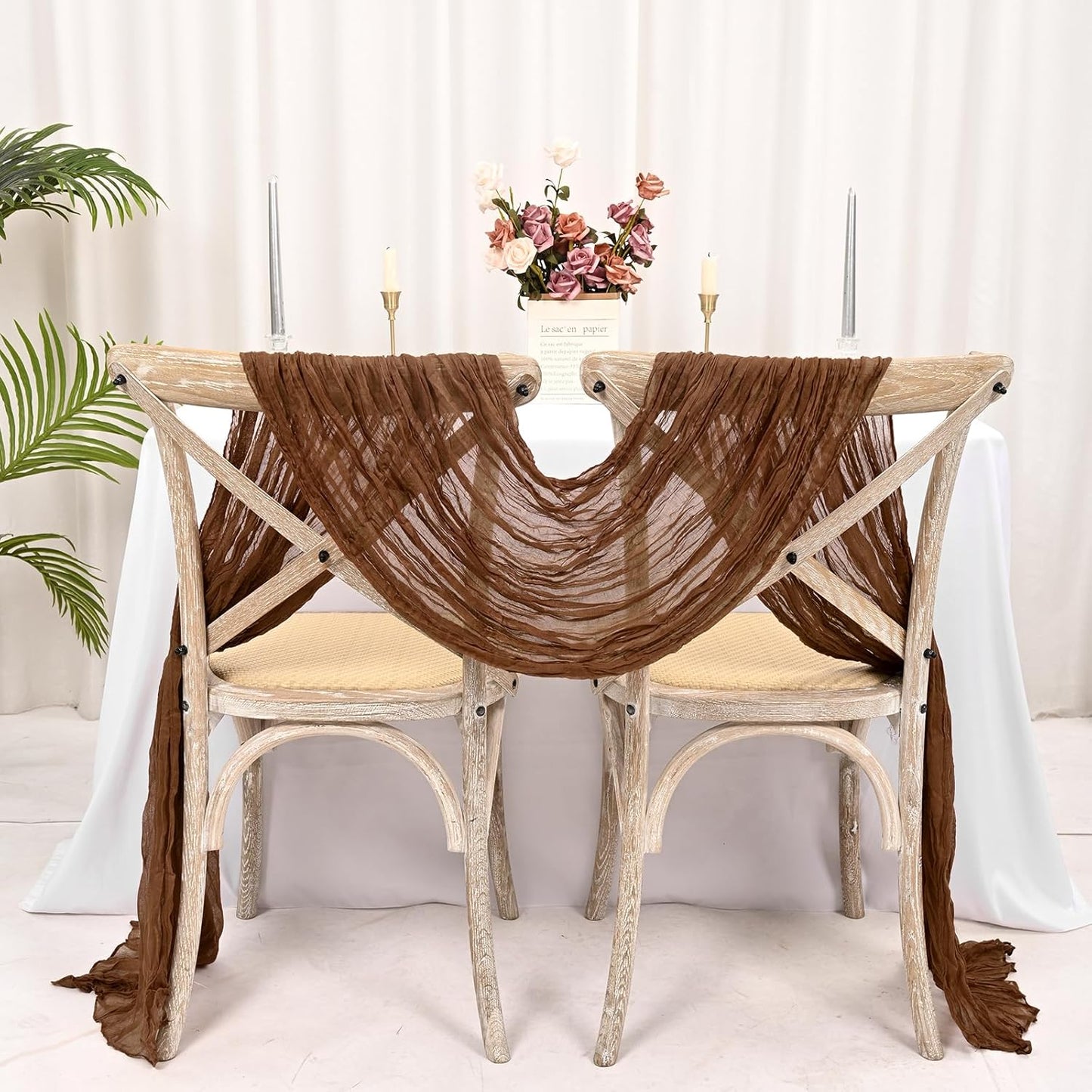 10 Pack Light Yellow Cheesecloth Table Runner 17x108 Inch Semi Sheer Boho Gauze Cheese Cloth Table Runners, for Wedding Bridal Shower Birthday Party Home Decor Garden Farmhouse