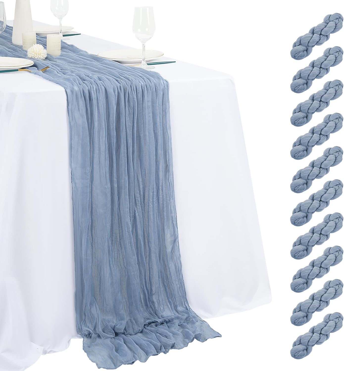 10 Pack Light Yellow Cheesecloth Table Runner 17x108 Inch Semi Sheer Boho Gauze Cheese Cloth Table Runners, for Wedding Bridal Shower Birthday Party Home Decor Garden Farmhouse