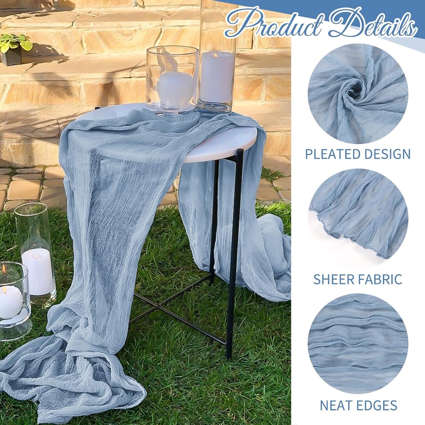 10 Pack Light Yellow Cheesecloth Table Runner 17x108 Inch Semi Sheer Boho Gauze Cheese Cloth Table Runners, for Wedding Bridal Shower Birthday Party Home Decor Garden Farmhouse