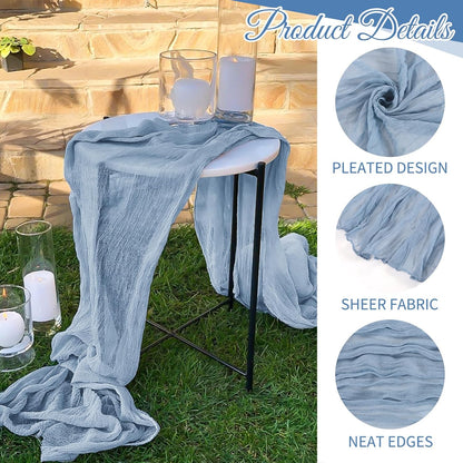 10 Pack Light Yellow Cheesecloth Table Runner 17x108 Inch Semi Sheer Boho Gauze Cheese Cloth Table Runners, for Wedding Bridal Shower Birthday Party Home Decor Garden Farmhouse
