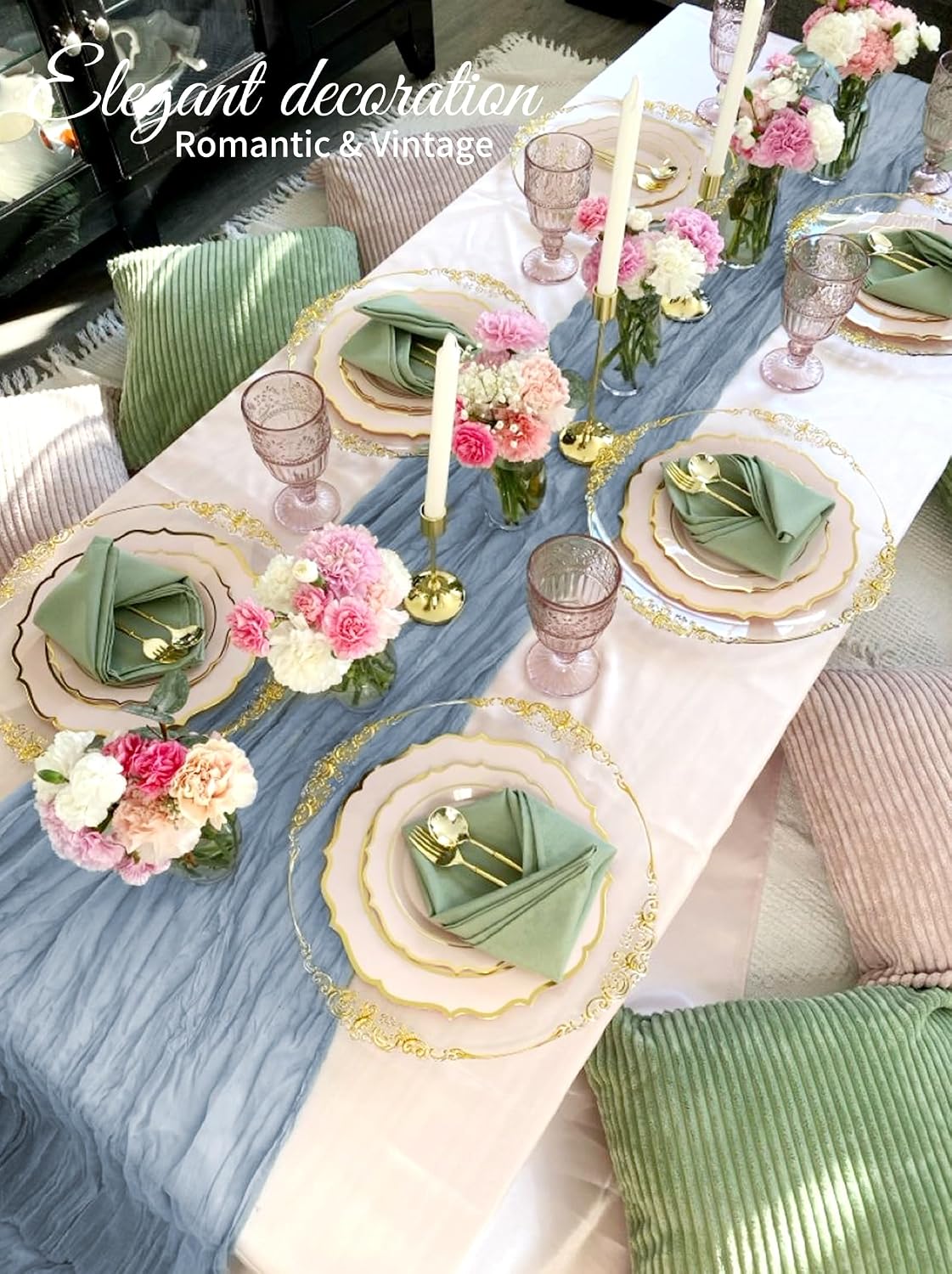 10 Pack Light Yellow Cheesecloth Table Runner 17x108 Inch Semi Sheer Boho Gauze Cheese Cloth Table Runners, for Wedding Bridal Shower Birthday Party Home Decor Garden Farmhouse