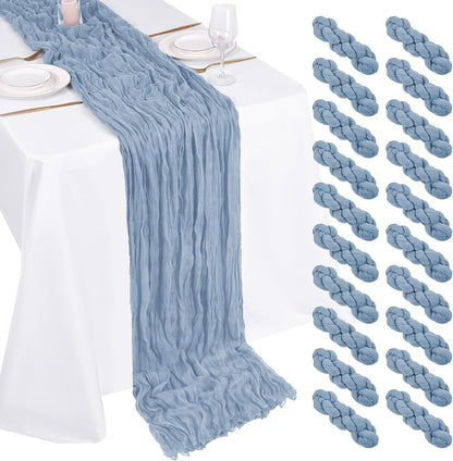 10 Pack Light Yellow Cheesecloth Table Runner 17x108 Inch Semi Sheer Boho Gauze Cheese Cloth Table Runners, for Wedding Bridal Shower Birthday Party Home Decor Garden Farmhouse