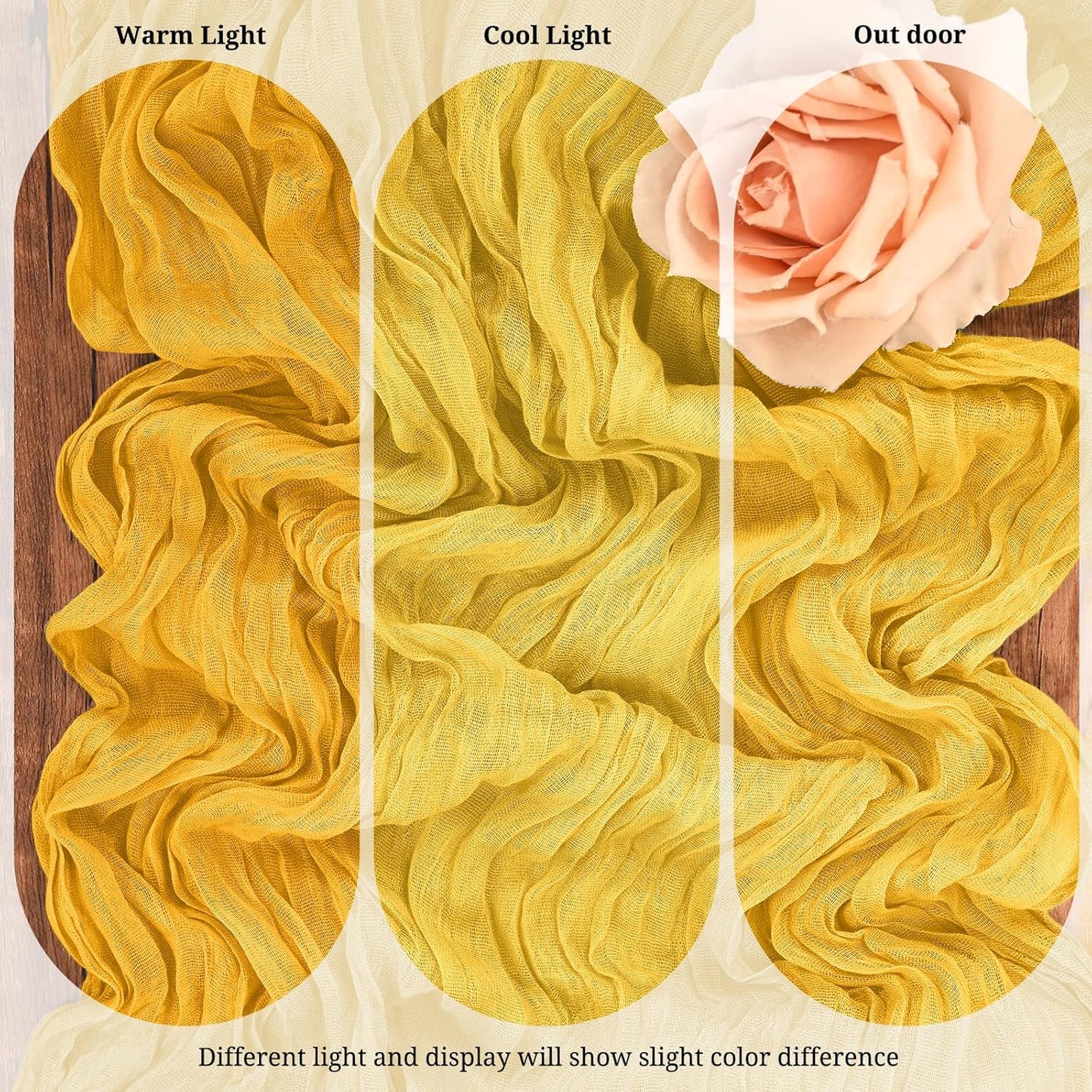 10 Pack Light Yellow Cheesecloth Table Runner 17x108 Inch Semi Sheer Boho Gauze Cheese Cloth Table Runners, for Wedding Bridal Shower Birthday Party Home Decor Garden Farmhouse