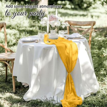 10 Pack Light Yellow Cheesecloth Table Runner 17x108 Inch Semi Sheer Boho Gauze Cheese Cloth Table Runners, for Wedding Bridal Shower Birthday Party Home Decor Garden Farmhouse