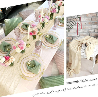 10 Pack Light Yellow Cheesecloth Table Runner 17x108 Inch Semi Sheer Boho Gauze Cheese Cloth Table Runners, for Wedding Bridal Shower Birthday Party Home Decor Garden Farmhouse