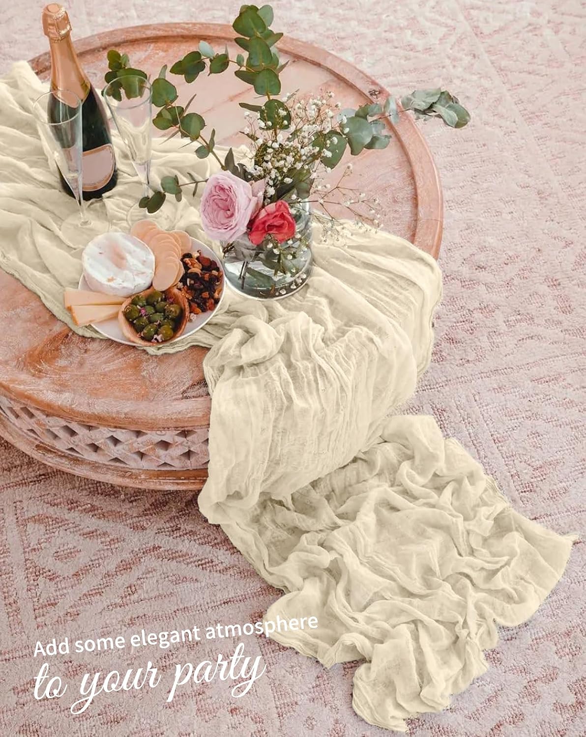 10 Pack Light Yellow Cheesecloth Table Runner 17x108 Inch Semi Sheer Boho Gauze Cheese Cloth Table Runners, for Wedding Bridal Shower Birthday Party Home Decor Garden Farmhouse
