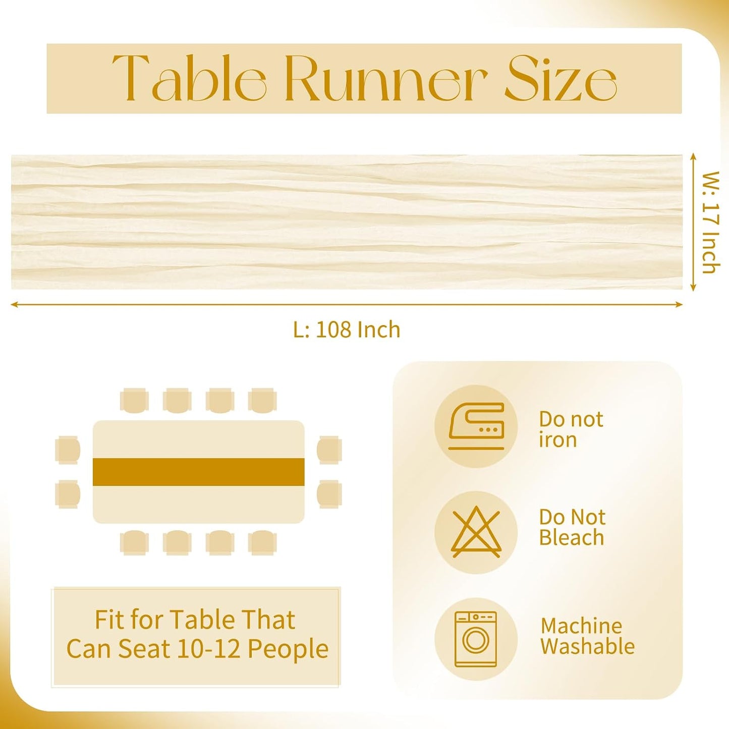 10 Pack Light Yellow Cheesecloth Table Runner 17x108 Inch Semi Sheer Boho Gauze Cheese Cloth Table Runners, for Wedding Bridal Shower Birthday Party Home Decor Garden Farmhouse