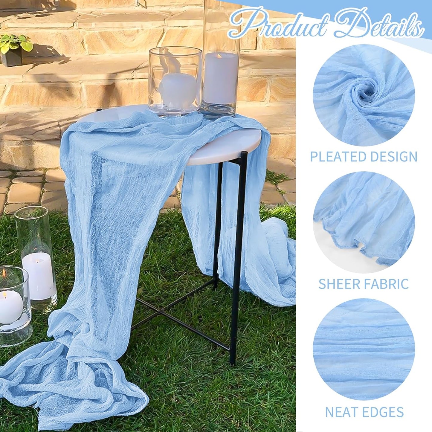 10 Pack Light Yellow Cheesecloth Table Runner 17x108 Inch Semi Sheer Boho Gauze Cheese Cloth Table Runners, for Wedding Bridal Shower Birthday Party Home Decor Garden Farmhouse