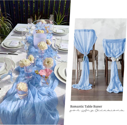 10 Pack Light Yellow Cheesecloth Table Runner 17x108 Inch Semi Sheer Boho Gauze Cheese Cloth Table Runners, for Wedding Bridal Shower Birthday Party Home Decor Garden Farmhouse