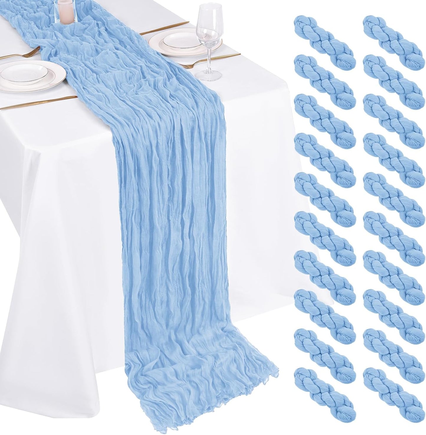10 Pack Light Yellow Cheesecloth Table Runner 17x108 Inch Semi Sheer Boho Gauze Cheese Cloth Table Runners, for Wedding Bridal Shower Birthday Party Home Decor Garden Farmhouse