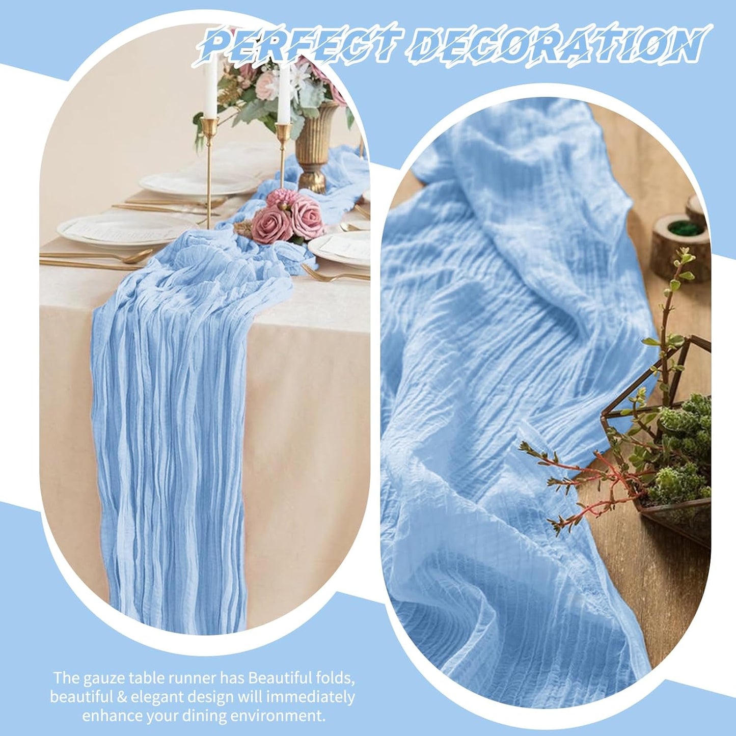 10 Pack Light Yellow Cheesecloth Table Runner 17x108 Inch Semi Sheer Boho Gauze Cheese Cloth Table Runners, for Wedding Bridal Shower Birthday Party Home Decor Garden Farmhouse