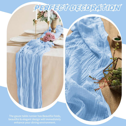 10 Pack Light Yellow Cheesecloth Table Runner 17x108 Inch Semi Sheer Boho Gauze Cheese Cloth Table Runners, for Wedding Bridal Shower Birthday Party Home Decor Garden Farmhouse