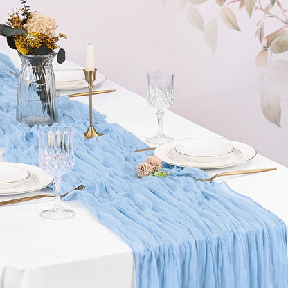 10 Pack Light Yellow Cheesecloth Table Runner 17x108 Inch Semi Sheer Boho Gauze Cheese Cloth Table Runners, for Wedding Bridal Shower Birthday Party Home Decor Garden Farmhouse
