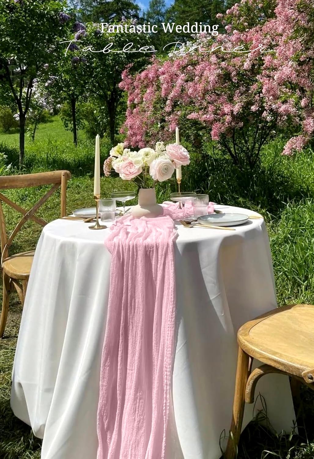 10 Pack Light Yellow Cheesecloth Table Runner 17x108 Inch Semi Sheer Boho Gauze Cheese Cloth Table Runners, for Wedding Bridal Shower Birthday Party Home Decor Garden Farmhouse