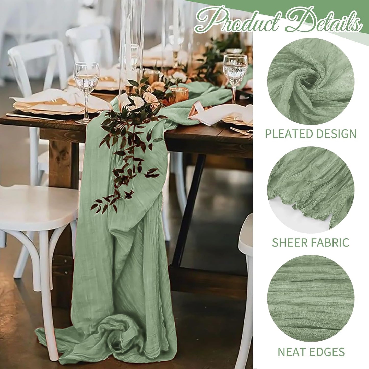 10 Pack Light Yellow Cheesecloth Table Runner 17x108 Inch Semi Sheer Boho Gauze Cheese Cloth Table Runners, for Wedding Bridal Shower Birthday Party Home Decor Garden Farmhouse