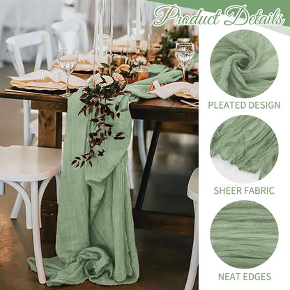 10 Pack Light Yellow Cheesecloth Table Runner 17x108 Inch Semi Sheer Boho Gauze Cheese Cloth Table Runners, for Wedding Bridal Shower Birthday Party Home Decor Garden Farmhouse