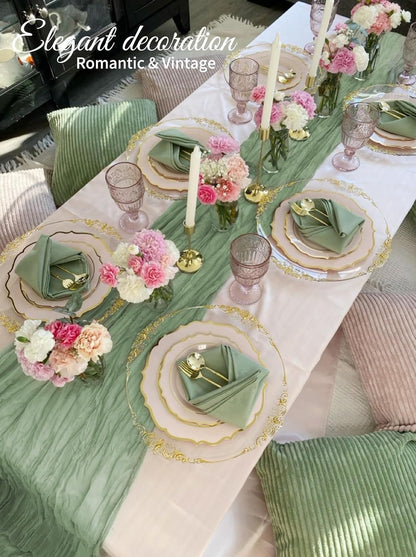 10 Pack Light Yellow Cheesecloth Table Runner 17x108 Inch Semi Sheer Boho Gauze Cheese Cloth Table Runners, for Wedding Bridal Shower Birthday Party Home Decor Garden Farmhouse