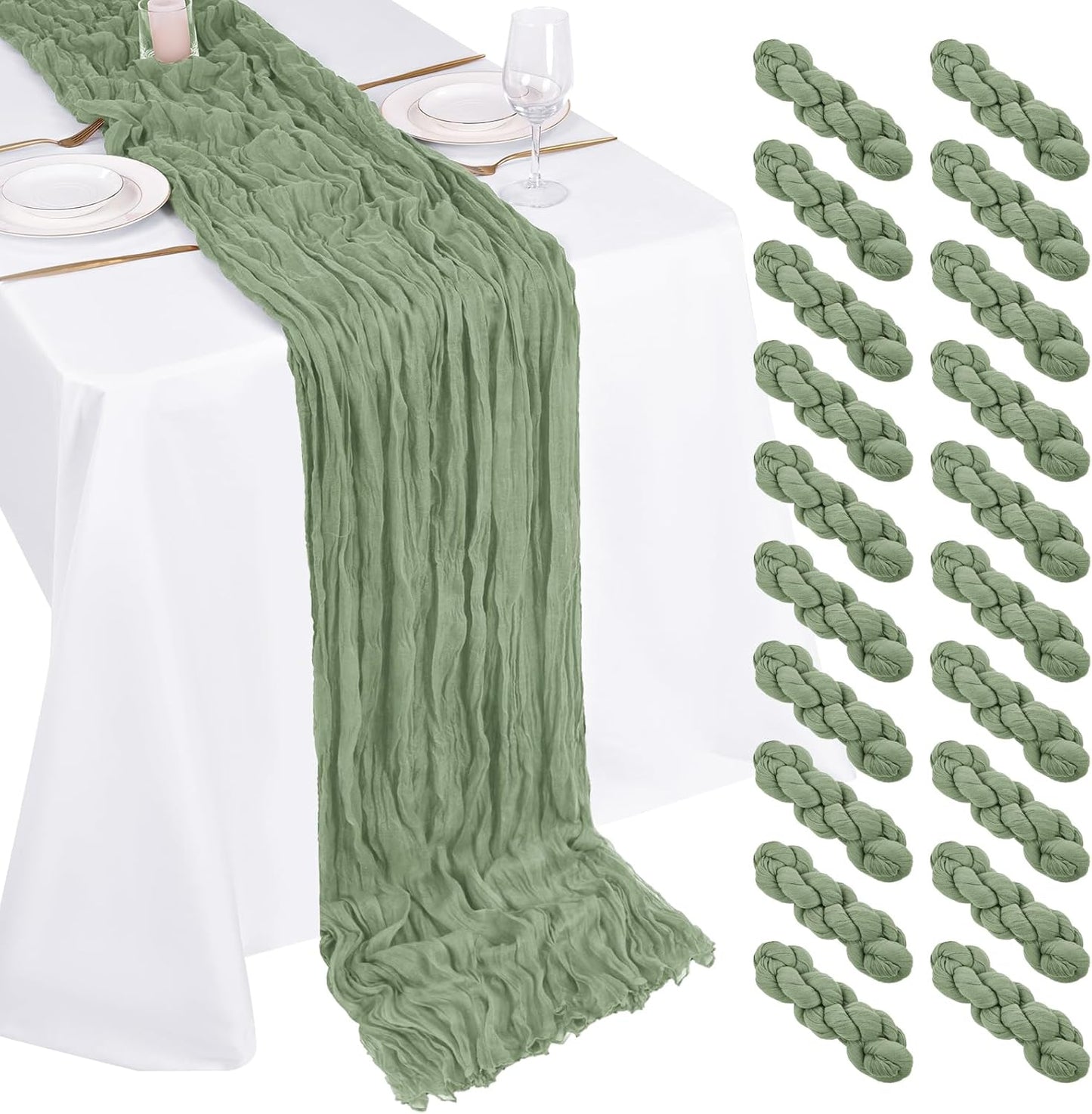 10 Pack Light Yellow Cheesecloth Table Runner 17x108 Inch Semi Sheer Boho Gauze Cheese Cloth Table Runners, for Wedding Bridal Shower Birthday Party Home Decor Garden Farmhouse
