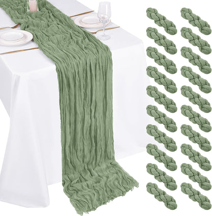 10 Pack Light Yellow Cheesecloth Table Runner 17x108 Inch Semi Sheer Boho Gauze Cheese Cloth Table Runners, for Wedding Bridal Shower Birthday Party Home Decor Garden Farmhouse