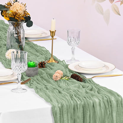 10 Pack Light Yellow Cheesecloth Table Runner 17x108 Inch Semi Sheer Boho Gauze Cheese Cloth Table Runners, for Wedding Bridal Shower Birthday Party Home Decor Garden Farmhouse
