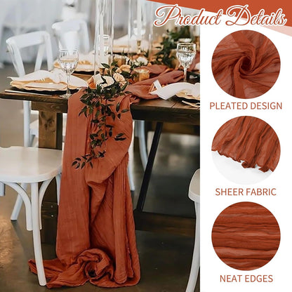 10 Pack Light Yellow Cheesecloth Table Runner 17x108 Inch Semi Sheer Boho Gauze Cheese Cloth Table Runners, for Wedding Bridal Shower Birthday Party Home Decor Garden Farmhouse