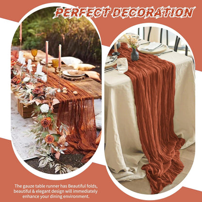 10 Pack Light Yellow Cheesecloth Table Runner 17x108 Inch Semi Sheer Boho Gauze Cheese Cloth Table Runners, for Wedding Bridal Shower Birthday Party Home Decor Garden Farmhouse