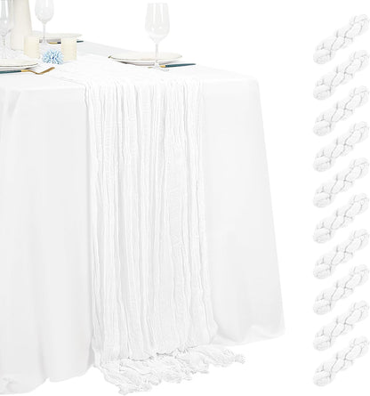 10 Pack Light Yellow Cheesecloth Table Runner 17x108 Inch Semi Sheer Boho Gauze Cheese Cloth Table Runners, for Wedding Bridal Shower Birthday Party Home Decor Garden Farmhouse