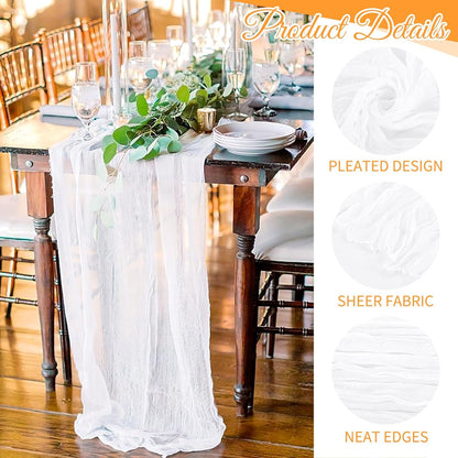 10 Pack Light Yellow Cheesecloth Table Runner 17x108 Inch Semi Sheer Boho Gauze Cheese Cloth Table Runners, for Wedding Bridal Shower Birthday Party Home Decor Garden Farmhouse