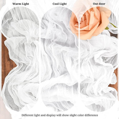 10 Pack Light Yellow Cheesecloth Table Runner 17x108 Inch Semi Sheer Boho Gauze Cheese Cloth Table Runners, for Wedding Bridal Shower Birthday Party Home Decor Garden Farmhouse