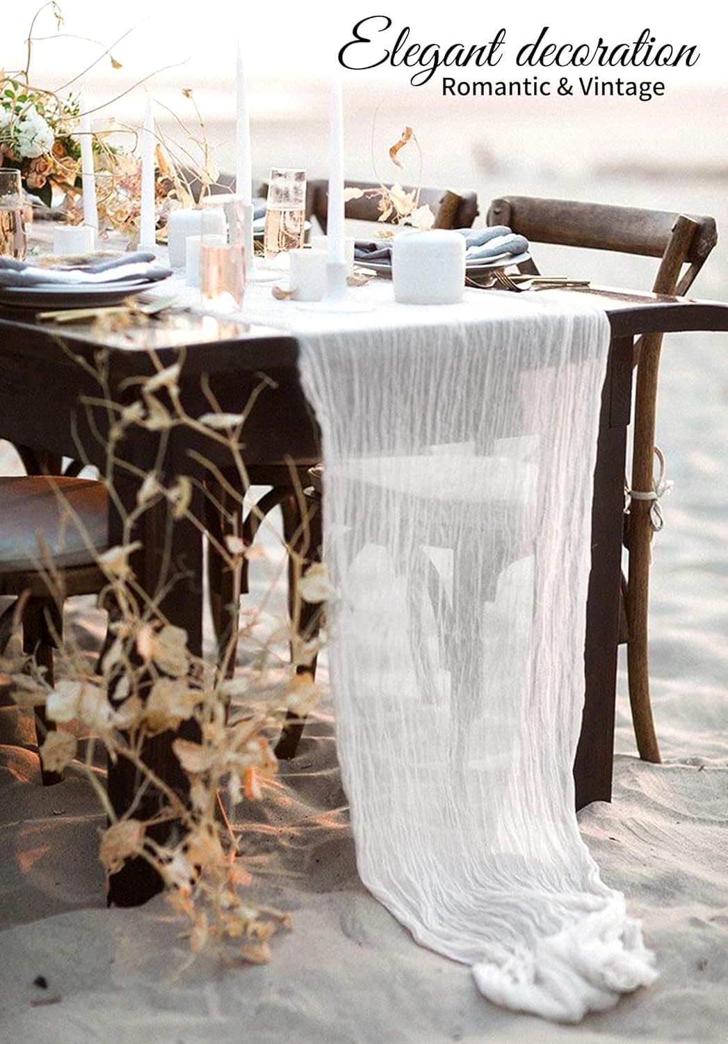 10 Pack Light Yellow Cheesecloth Table Runner 17x108 Inch Semi Sheer Boho Gauze Cheese Cloth Table Runners, for Wedding Bridal Shower Birthday Party Home Decor Garden Farmhouse