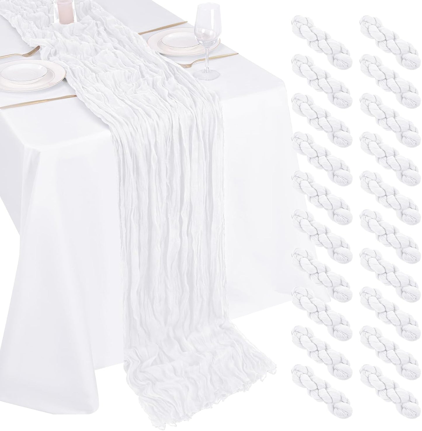 10 Pack Light Yellow Cheesecloth Table Runner 17x108 Inch Semi Sheer Boho Gauze Cheese Cloth Table Runners, for Wedding Bridal Shower Birthday Party Home Decor Garden Farmhouse