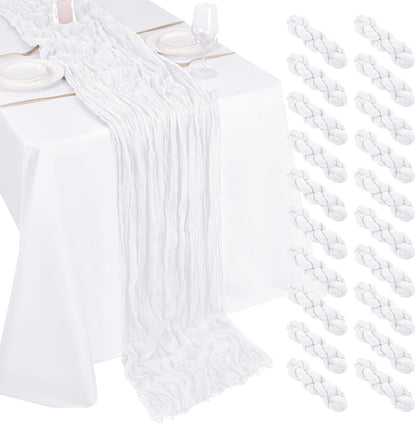10 Pack Light Yellow Cheesecloth Table Runner 17x108 Inch Semi Sheer Boho Gauze Cheese Cloth Table Runners, for Wedding Bridal Shower Birthday Party Home Decor Garden Farmhouse
