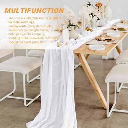 10 Pack Light Yellow Cheesecloth Table Runner 17x108 Inch Semi Sheer Boho Gauze Cheese Cloth Table Runners, for Wedding Bridal Shower Birthday Party Home Decor Garden Farmhouse