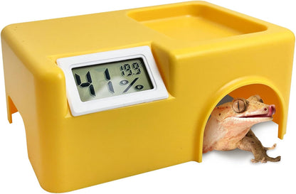 Plastic Snake Hide Reptile Hide Cave Easy to Clean Habitat Decor Leopard Gecko Hideout Suitable for Small Size Crested Gecko Lizard Frogs Newts(Yellow)