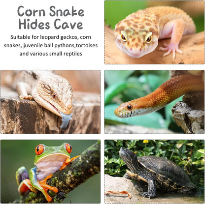 Plastic Snake Hide Reptile Hide Cave Easy to Clean Habitat Decor Leopard Gecko Hideout Suitable for Small Size Crested Gecko Lizard Frogs Newts(Yellow)