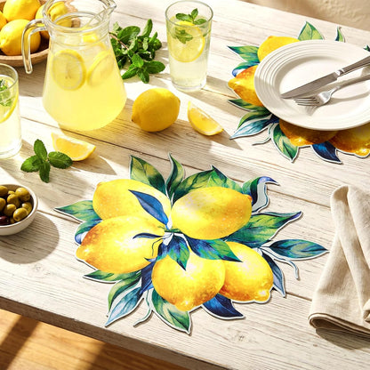 100 Pack Lemon Placemats Bulk 12 x 14 Inch Disposable Paper Lemon Place Mats Mediterranean Decoration Amalfi Coast Party Decorations for Wedding Birthday Bridal Shower Party Decorations