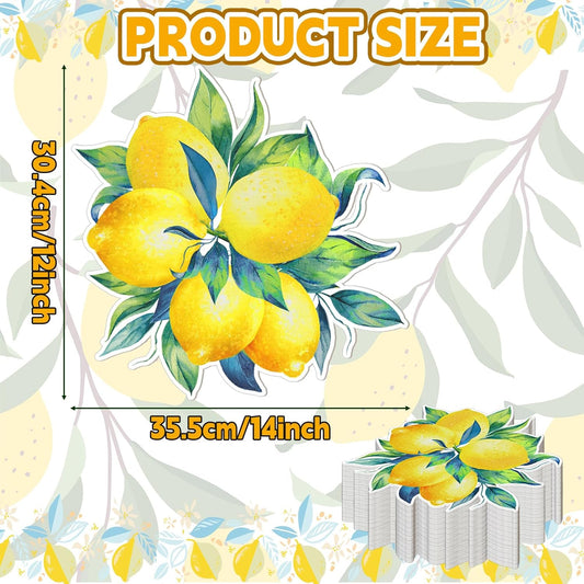 100 Pack Lemon Placemats Bulk 12 x 14 Inch Disposable Paper Lemon Place Mats Mediterranean Decoration Amalfi Coast Party Decorations for Wedding Birthday Bridal Shower Party Decorations
