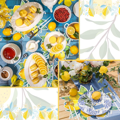 100 Pack Lemon Placemats Bulk 12 x 14 Inch Disposable Paper Lemon Place Mats Mediterranean Decoration Amalfi Coast Party Decorations for Wedding Birthday Bridal Shower Party Decorations