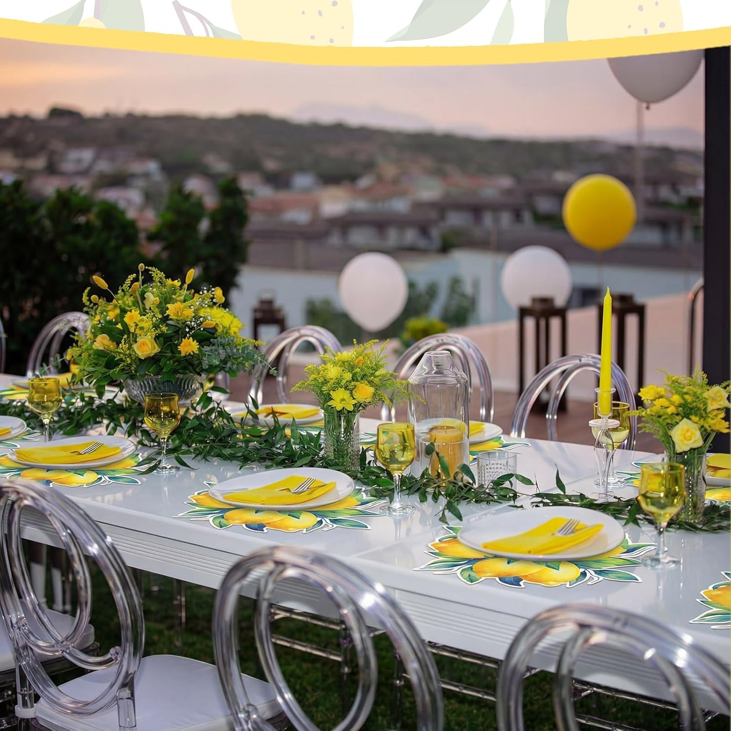 100 Pack Lemon Placemats Bulk 12 x 14 Inch Disposable Paper Lemon Place Mats Mediterranean Decoration Amalfi Coast Party Decorations for Wedding Birthday Bridal Shower Party Decorations