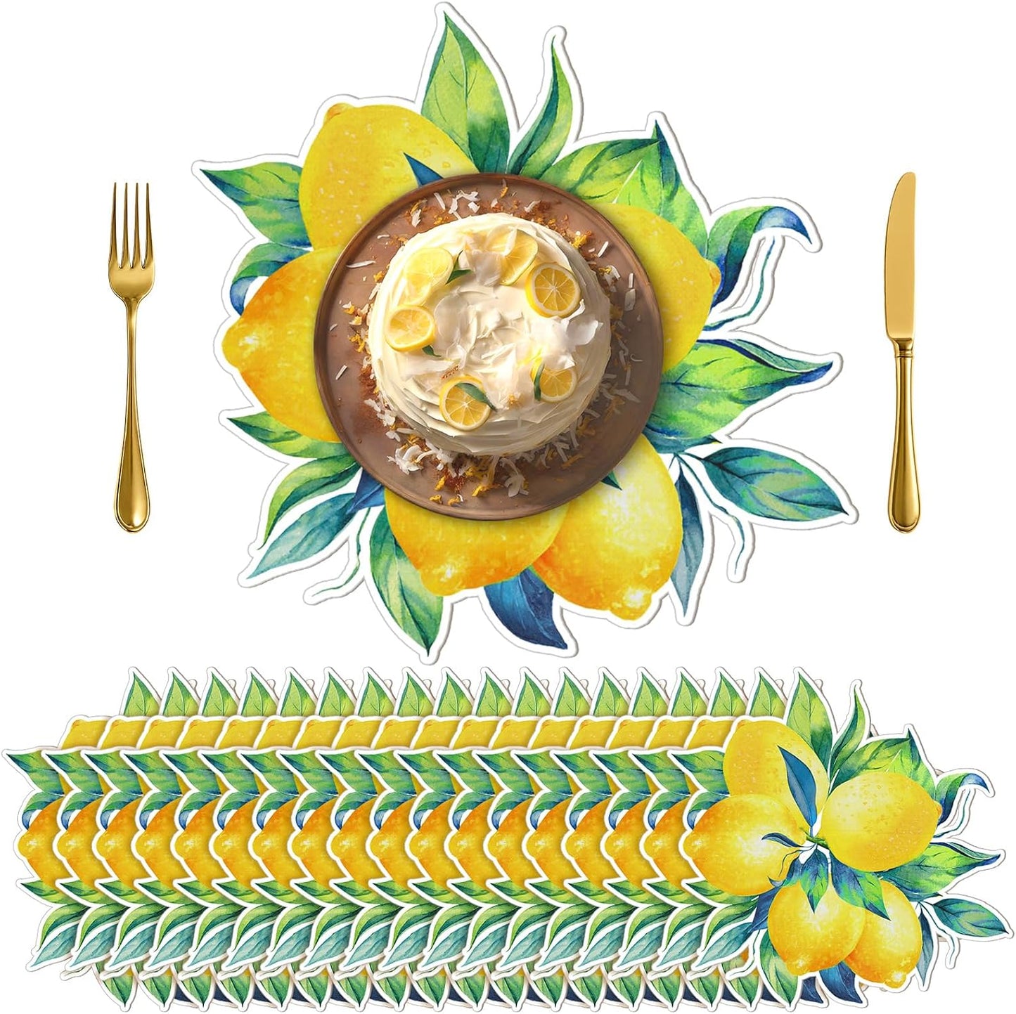 100 Pack Lemon Placemats Bulk 12 x 14 Inch Disposable Paper Lemon Place Mats Mediterranean Decoration Amalfi Coast Party Decorations for Wedding Birthday Bridal Shower Party Decorations