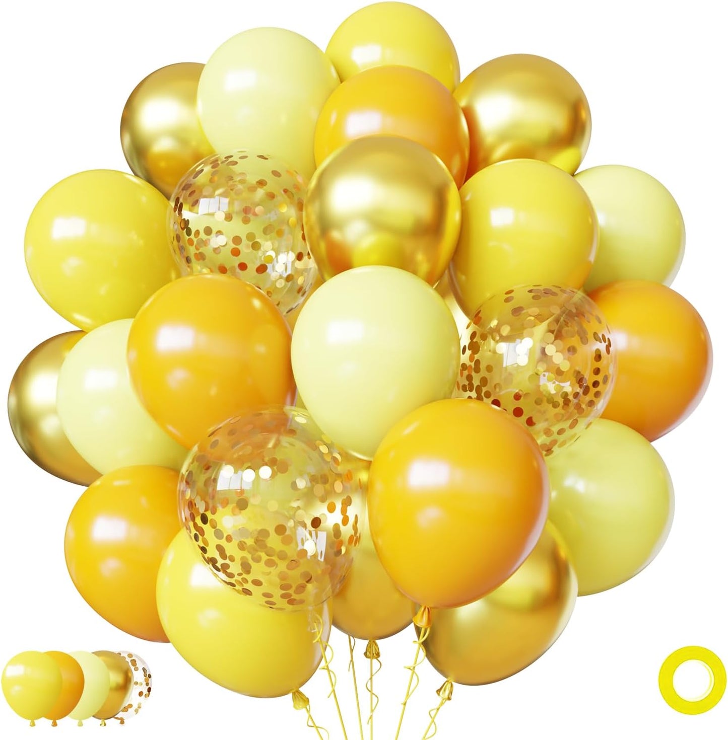 Yellow Balloons Kit, 65Pcs Light Pastel Lemon Yellow Balloons | 12in Yellow Latex Balloons for Birthday Wedding Baby Shower Bride Sunflower Theme Party Decoration