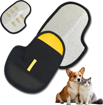 Pet Hair Removal Glove for Dogs and Cats, Electrostatic Pet Hair Remover Gloves, Upgraded Double Sided Magic Brush Pet Hair Remover for Couch,Carpet,Bed Sheets,Blankets,Clothes-Yellow
