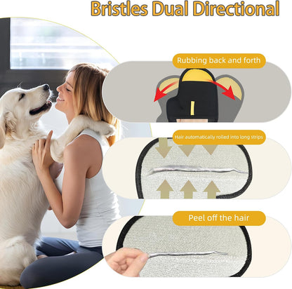 Pet Hair Removal Glove for Dogs and Cats, Electrostatic Pet Hair Remover Gloves, Upgraded Double Sided Magic Brush Pet Hair Remover for Couch,Carpet,Bed Sheets,Blankets,Clothes-Yellow