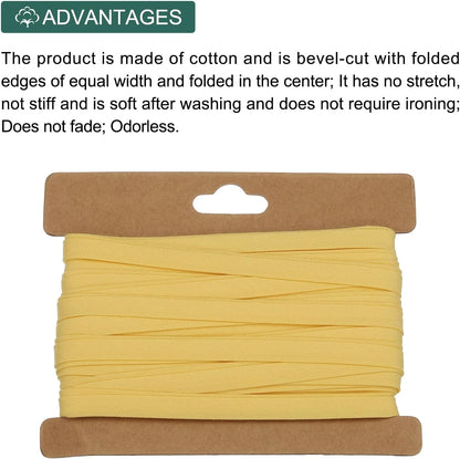 1/4 Inch Double Fold Bias Tape Cotton Continuous Bulk Bias Tape for Sewing,Seaming Quilting Hemming Binding Crafts (Lemon Yellow 6 Yards)
